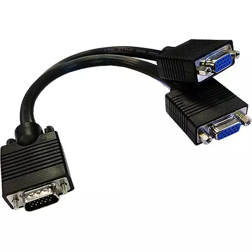 Cablenet 20cm SVGA Male - 2 x SVGA Female Black Cable Splitter