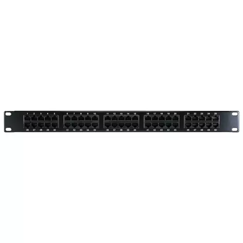 Cablenet 50 Way 1u Voice Panel 3 Pair (12-36-45). Connector(s): RJ-45 Cable types supported: Cat3. Mounting: Rack mounting Rack capacity: 1U Product colour: Black. Width: 482.6 mm Height: 43.8 mm Depth: 135 mm
