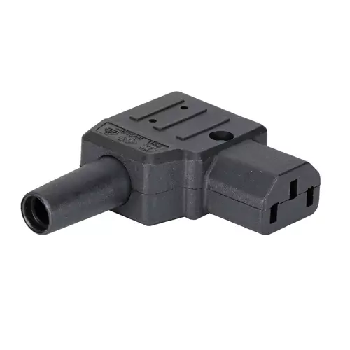 Cablenet C13 Right Angle 10Amp Power Connector (Screw). Type: C13 Number of poles: 2P+E Product colour: Black. AC input voltage: 250 V Maximum current: 10 A. Quantity per pack: 1 pc(s)