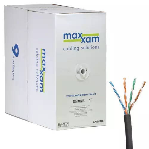 Cablenet Cat6 Black U/UTP LSOH 23AWG Solid CPR Dca Cable 305m Reelex Box