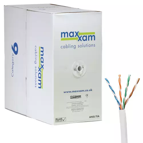 Cablenet Cat6 White U/UTP LSOH 23AWG Solid CPR Dca Cable 305m Reelex Box