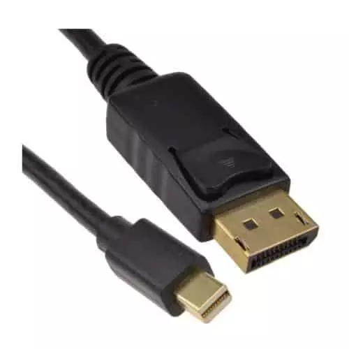 Spire Mini DisplayPort Male to DisplayPort Male Converter Cable 2 Metres Gold Connectors Black