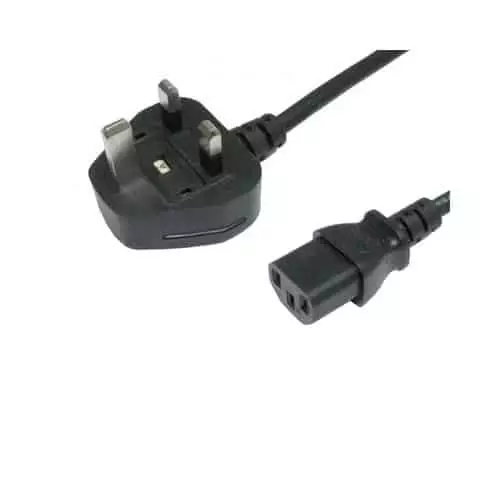 1.8M Uk 3 Pin Plug To Iec C13 (Kettle) 5 Amp Fuse Mains Extension Cable - Black