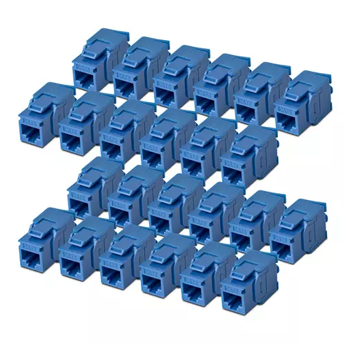 StarTech.com Cat6 Keystone Jack 24-Pack RJ45 Ethernet Keystone Jacks UTP Cat6 Wall Jack 180-Degree Toolless Blue