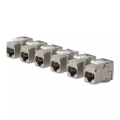 StarTech.com Cat8 Keystone Jack 6-Pack RJ45 Ethernet Keystone Jacks STP Cat8 Wall Jack 180-Degree Toolless