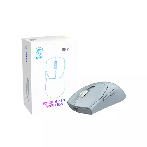 MSI Forge Gm340 Wireless Sky mouse Gaming Ambidextrous RF Wireless + Bluetooth Optical 12000 DPI