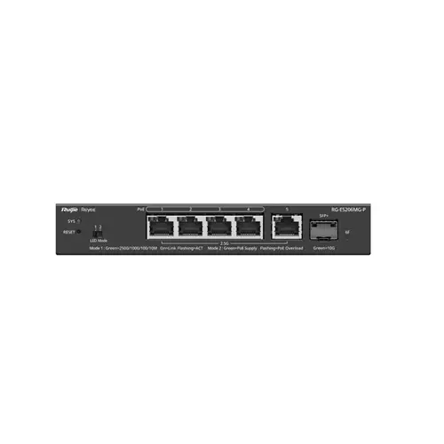 Ruijie Networks RG-ES206MG-P network switch Managed L2 2.5G Ethernet (100/1000/2500) Power over Ethernet (PoE) Desktop/Wall-Mounting Black