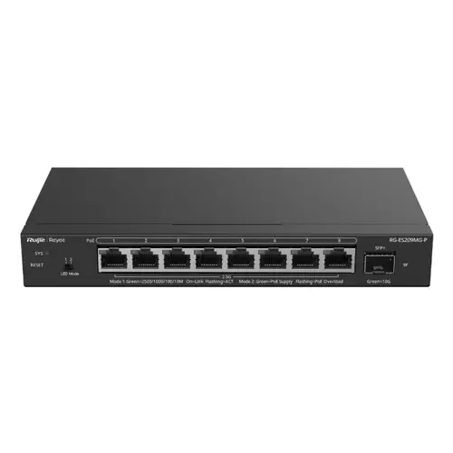 Ruijie Networks RG-ES209MG-P network switch Managed L2 2.5G Ethernet (100/1000/2500) Power over Ethernet (PoE) Black
