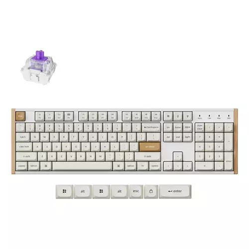 Keychron K10 HE keyboard Gaming USB + RF Wireless + Bluetooth QWERTY UK English White Wood