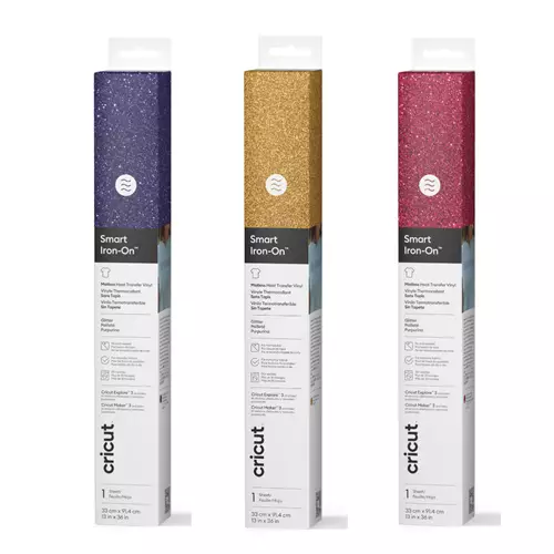 Cricut Smart Iron-On Glitter Matless Heat Transfer Vinyl (13 in x 36 in) Gold Lipstick Sapphire Blue