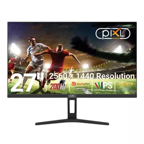 piXL X-Series GS27QIDPHA 27 Inch QHD IPS Gaming Monitor with 200Hz Refresh Rate 2560 x 1440 Resolution 1ms Response Time 2x HDMI 2.0 & 2x DisplayPort 1.4