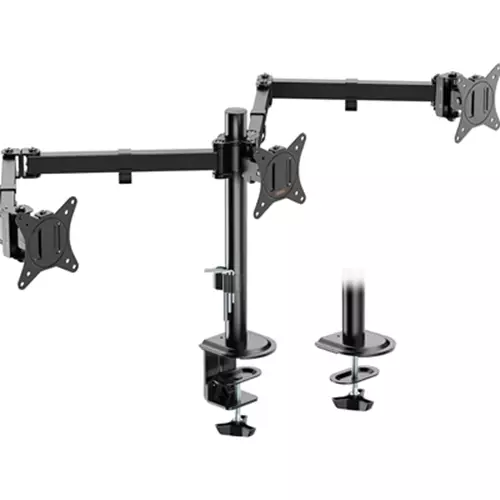 VonHaus Triple Monitor Stand for 17-27quot; Screens Three Screen Monitor Mount with Desk Clamp Height Adjustable Easy Assemble Stand with Full Tilt Rotation amp; Swivel Arms VESA 75x75 amp; 100x100mm