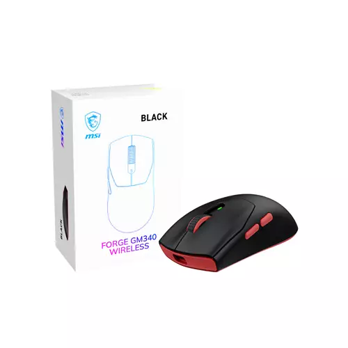 MSI Forge Gm340 Wireless Black mouse Gaming Ambidextrous RF Wireless + Bluetooth Optical 12000 DPI