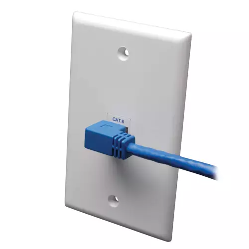 Tripp Lite N204-003-BL-RA Right-Angle Cat6 Gigabit Molded UTP Ethernet Cable (RJ45 Right-Angle M to RJ45 M) Blue 3 ft. (0.91 m)
