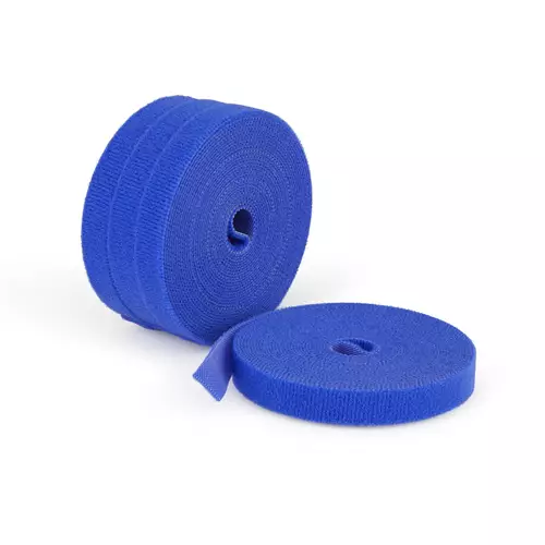 StarTech.com 4-pack 15ft (4.6m) Hook and Loop Roll 0.5in Wide Blue Cut-to-Size Reusable Cable Ties Fastener Tape Adjustable Fabric Wraps Bulk Roll