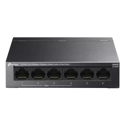 TP-Link LS106P Unmanaged L2 Fast Ethernet (10/100) Power over Ethernet (PoE) Desktop