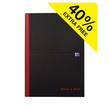 Black n Red A4 Casebound Hard Cover Notebook Ruled 192 Pages Black/Red