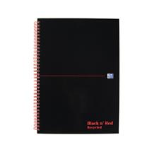 Black n Red A4 Wirebound Hard Cover Notebook Recycled Ruled 140 Pages