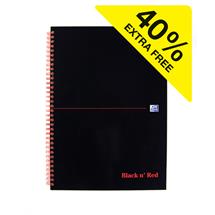 Black n Red A4 Wirebound Hard Cover Notebook Ruled 140 Pages Black/Red