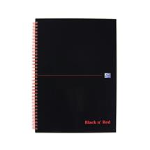 Black n Red A4 Wirebound Hard Cover Notebook Ruled 140 Pages Black/Red