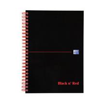 Black n Red A5 Wirebound Card Cover Notebook Ruled 100 Pages Black/Red