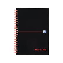 Black n Red A5 Wirebound Hard Cover Notebook Ruled 140 Pages Black/Red