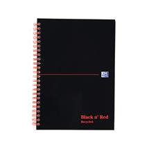 Black n Red A5 Wirebound Hard Cover Notebook Recycled Ruled 140 Pages