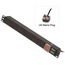 Lindy 1U 6 Way UK Sockets, Horizontal PDU with UK Plug