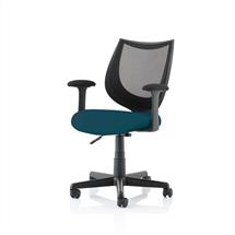 Camden Black Mesh Chair in Maringa Teal KCUP1522 | In Stock