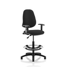 Eclipse Plus I Black Chair With Adjustable Arms With Hi Rise Kit