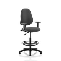 Eclipse Plus I Charcoal Chair With Adjustable Arms With Hi Rise Kit