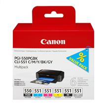 Canon Ink Cartridges | Canon PGI-550/CLI-551 PGBK/C/M/Y/BK/GY 6 Ink Cartridge Multipack