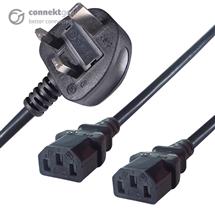 Dp Building Systems Power Cables | connektgear 2.5m UK Mains Power Splitter Cable UK Plug to 2 x C13