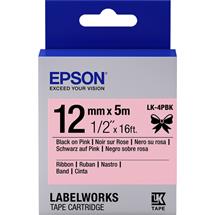 Epson Label Cartridge Satin Ribbon LK-4PBK Black/Pink 12mm (5m)