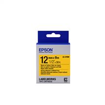Label Printer Tape | Epson Label Cartridge Strong Adhesive LK-4YBW Black/Yellow 12mm (9m)