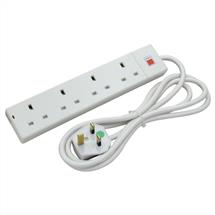 Lindy Surge Protectors | Lindy 2m 4-Way UK Mains Power Extension, White | In Stock