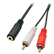 Lindy Audio/Video Adapter Cable | Lindy 0.25m AV Adapter Cable - 3.5mm Female to 2 x RCA Male