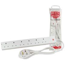 Power Distribution Unit | Lindy 2m 6-Way UK Mains Power Extension, White | In Stock