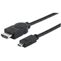 Manhattan HDMI to Micro HDMI Cable with Ethernet, 4K@30Hz (High Speed), 2m, Male to Male, Black, Ul | Manhattan HDMI to Micro HDMI Cable with Ethernet, 4K@30Hz (High