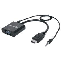 Video Cable | Manhattan HDMI to VGA (with Audio) Converter cable, 1080p, 30cm, Male