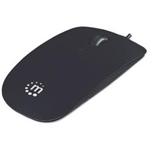 Manhattan Silhouette Sculpted USB Wired Mouse, Black, 1000dpi, USBA,