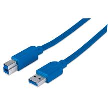Manhattan USB-A to USB-B Cable, 2m, Male to Male, 5 Gbps (USB 3.2 Gen1 aka USB 3.0), SuperSpeed USB | Manhattan USBA to USBB Cable, 2m, Male to Male, Blue, 5 Gbps (USB 3.2