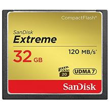 Sandisk 32GB Extreme. Capacity: 32 GB, Flash card type: CompactFlash,