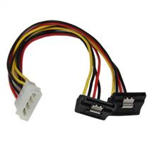 StarTech.com 12in LP4 to 2x Right Angle Latching SATA Power Y Cable