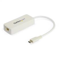 StarTech.com USB C to Gigabit Ethernet Adapter w/USB A Port  White