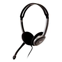 Black, Silver | V7 HA2122EP headphones/headset Wired Headband Calls/Music Black,