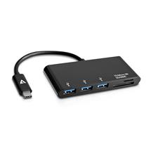 Docking Stations | V7 Black USB Adapter USBC Male to 3 x USB 3.0 A Female, Micro SD,
