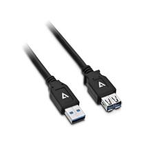 V7 Black USB Extension Cable USB 3.0 A Female to USB 3.0 A Male 2m