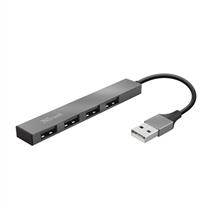 Trust Interface Hubs | Trust Halyx, USB 2.0, USB 2.0, 480 Mbit/s, Aluminium, Aluminium, 0.1 m