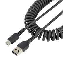 StarTech.com 1m USB A to C Charging Cable, Coiled Heavy Duty Fast